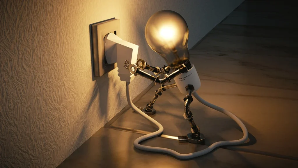 A light bulb plugging a plug